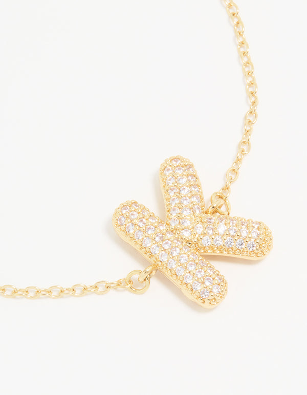 Gold Plated Cubic Zirconia Bubble K Pavé Toggle Bracelet