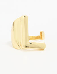 Gold Plated Bubble Letter L Ring - link has visual effect only