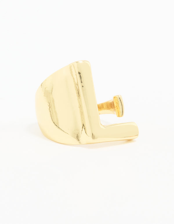 Gold Plated Bubble Letter L Ring