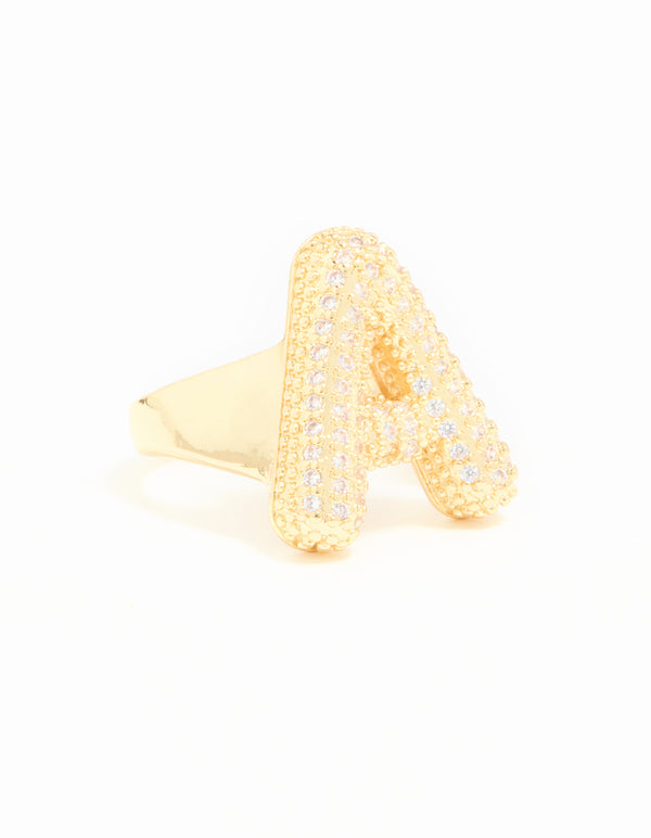 Gold Plated Cubic Zirconia Bubble A Pave Ring