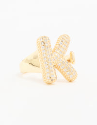Gold Plated Cubic Zirconia Bubble K Pave Ring - link has visual effect only