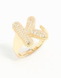 Gold Plated Cubic Zirconia Bubble K Pave Ring - link has visual effect only