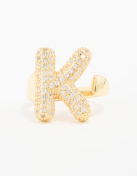 Gold Plated Cubic Zirconia Bubble K Pave Ring - link has visual effect only