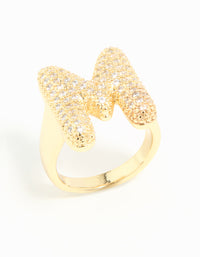 Gold Plated Cubic Zirconia Bubble M Pave Ring - link has visual effect only