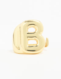 Gold Plated Bubble Letter B Ring - link has visual effect only