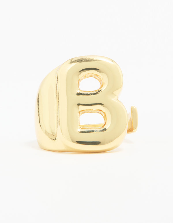 Gold Plated Bubble Letter B Ring