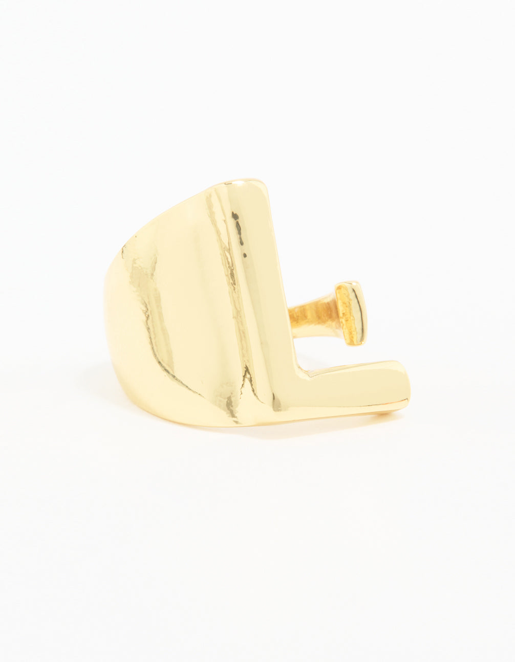 Gold Plated Bubble Letter L Ring