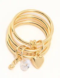 Gold Plated Cubic Zirconia Letter S Rondell Charm Ring - link has visual effect only