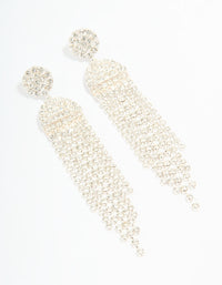Silver Diamante Circle Cupchain Drop Earrings - link has visual effect only