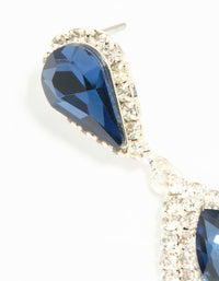 Silver Blue Diamante Double Pear Drop Earrings - link has visual effect only