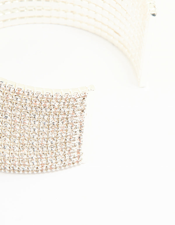 Silver Diamante Strand Wrist Cuff