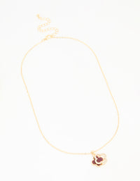 Gold Plated Diamante & Burgundy Flower Pendant Necklace - link has visual effect only