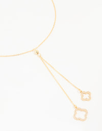 Gold Plated Cubic Zirconia Outline Flower Y-Necklace - link has visual effect only