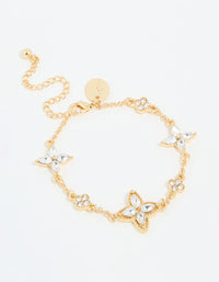 Gold Plated Diamante Mixed Flower Bracelet - link has visual effect only