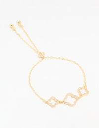 Gold Plated Cubic Zirconia Triple Flower Outline Toggle Bracelet - link has visual effect only