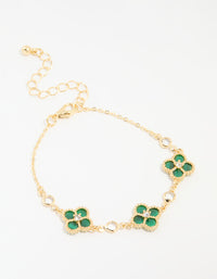 Gold Plated Cubic Zirconia Emerald Flower Bracelet - link has visual effect only