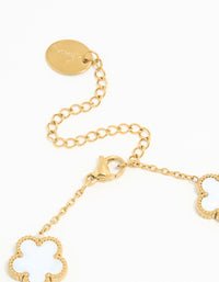 Waterproof Gold Plated Stainless Steel Ivory Inlay Large Flowers Charm Bracelet - link has visual effect only