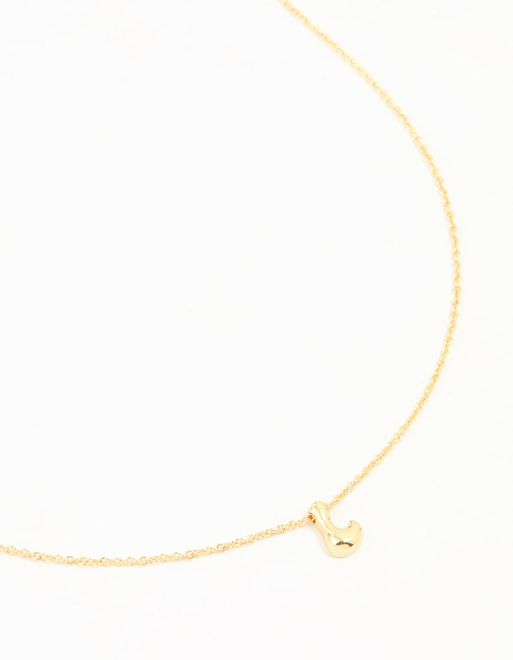 Gold Plated Brass Mini Bubble Letter L Pendant Necklace