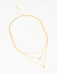 Gold Plated Brass Cubic Zirconia Layered Necklace - link has visual effect only