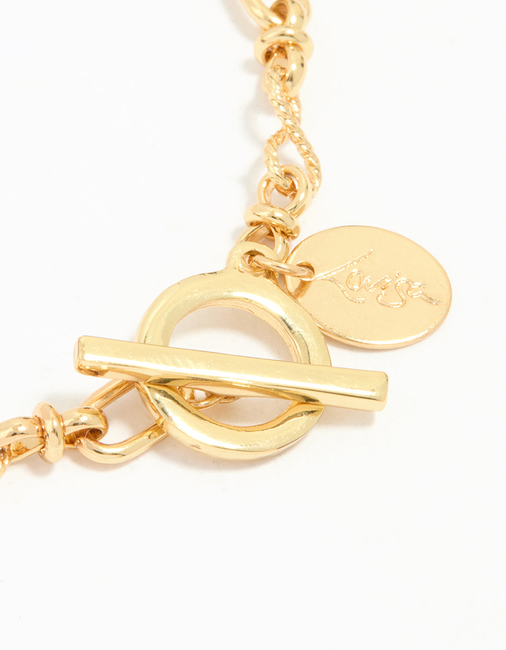Gold Plated Brass Plain Chain T & O Bracelet