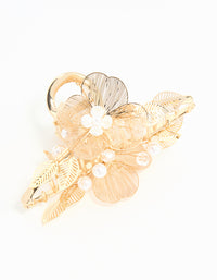 Gold Pearl Laser Cut Flower Claw Clip - link has visual effect only