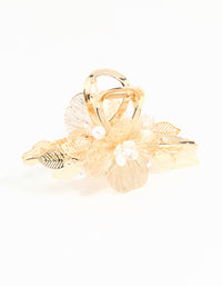Gold Pearl Laser Cut Flower Claw Clip - link has visual effect only