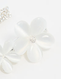 Silver Diamante Pave Double Flower Hair Clips 2-Pack - link has visual effect only