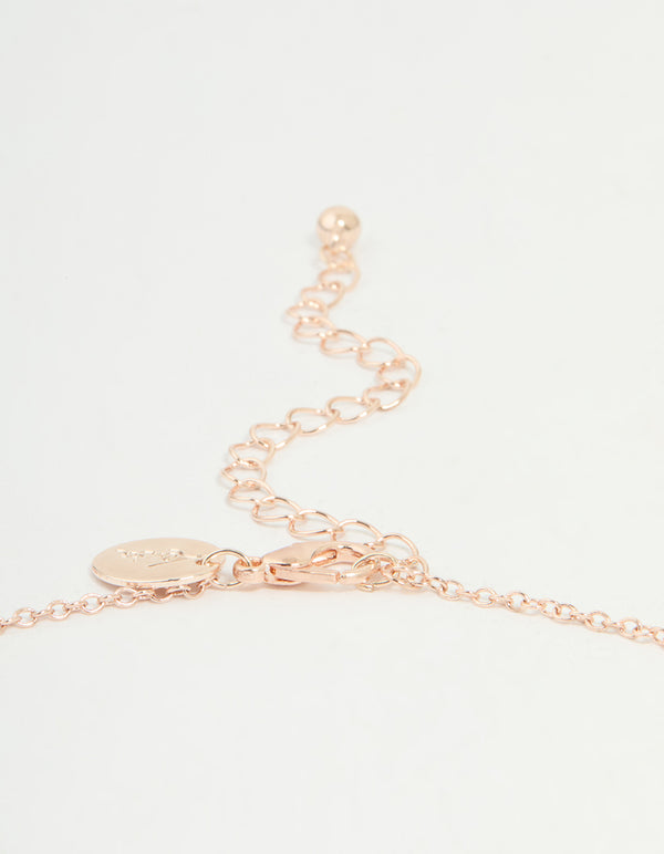 Rose Gold Pearl Heart & Bow Necklace