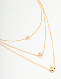 Gold Diamante Heart Layered Necklace - link has visual effect only