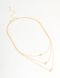 Gold Diamante Heart Layered Necklace - link has visual effect only