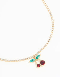 Gold Diamante Cherry Chain Necklace - link has visual effect only