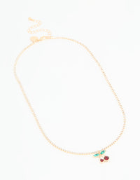 Gold Diamante Cherry Chain Necklace - link has visual effect only
