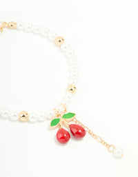 Gold Pearl Cherry & Ball Chain Bracelets 2-Pack - link has visual effect only
