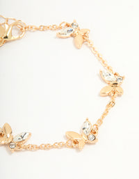 Gold Diamante Butterfly Charm Toggle Bracelet - link has visual effect only