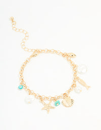 Gold Ocean Charm Bracelet - link has visual effect only
