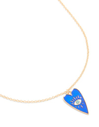 Gold Blue Enamel Heart Evil Eye Necklace - link has visual effect only