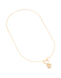 Gold Puffy Heart T-Bar Necklace - link has visual effect only
