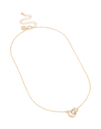 Gold Diamante Circle Pendant Necklace - link has visual effect only