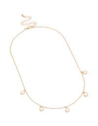 Gold White Flower Petal Station Necklace - link has visual effect only