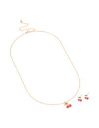 Gold Cherry Necklace & Earrings Set - link has visual effect only