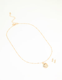 Gold Conch Shell Necklace & Earrings Set - link has visual effect only