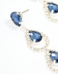 Silver Blue Diamante Pavé Teardrop Drop Earrings - link has visual effect only