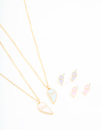 Kids Gold BFF Necklace & Earrings Pack - link has visual effect only