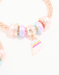 Kids Rose Gold Beaded Heart BFF Stretch Bracelets 2-Pack - link has visual effect only