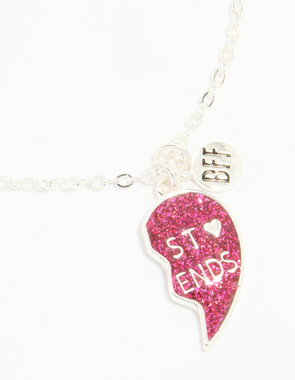 Kids Silver Heart BFF Bracelets 2-Pack