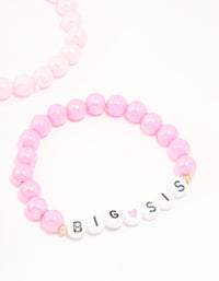 Kids Pink Beaded Little Sis Big Sis Bracelets 4-Pack - link has visual effect only