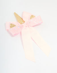 Kids Pink Sequin Unicorn Hair Bow Clip - link has visual effect only