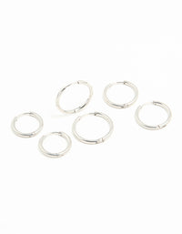Waterproof Stainless Steel Thin Hoop Earrings 3-Pack - link has visual effect only