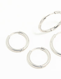 Waterproof Stainless Steel Thin Hoop Earrings 3-Pack - link has visual effect only