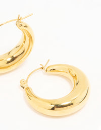 Waterproof Gold Plated Stainless Steel Small Chunky Hoop Earrings - link has visual effect only